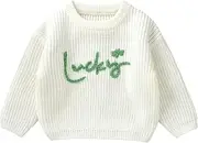 [Gureui] Toddler Baby Girl Long Sleeve Valentines Day Sweater St. Patrick's Day Embroidery Pullover Spring Clothes