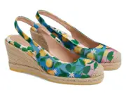 Cole Haan Women's CF Espadrille Wedge Slingback 80mm Azure Blue Multi W27457