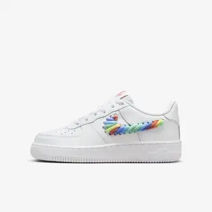 Nike Air Force 1 Lv8 1 GS FQ4948-100 大童 休閒鞋 經典 彩虹編織 穿搭 白彩