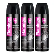 3x Rubberised Undercoat Spray 500ml Black Car Auto Boat Rust Stop Flamingo