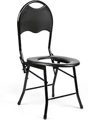 Z&y GLAa Lightweight Commode Chair,Portable Shower Chair, Folding Bedside Commode with Toilet Style Seat Comfortable Durable/Black