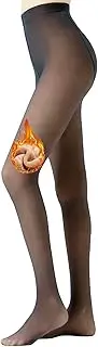 [Mivnue] Fleece Lined Tights Women High Waisted Winter Warm Sheer Black Womens Thick Tights Thermal Fake Translucent Pantyhose