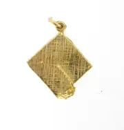 Charm 14K yellow gold graduation cap with tassel mortarboard academic diploma