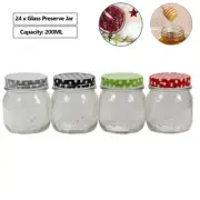 24 x Glass Conserve Jar 200ml Screw Top Food Jam Lolly Storage Preserving Jars