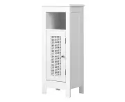 Bathroom Cabinet Floor Cupboard Slim Laundry Storage Rattan Door White