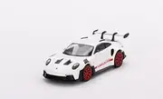 True Scale Miniatures Model Car Compatible with Porsche 911 (992) GT3 RS White with Pyro Red Accent Package 1/64 Diecast Model Car Mini GT MGT00630