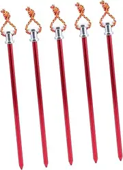 Tent Stakes 5pcs Tent Pegs Backpacking Tent Beach Tents Tent Stakes Camping Peg Tent for Camping Tent Nails Camping Spikes Camping Tents Ground Pegs Red Outdoor Accessories Aluminum Alloy