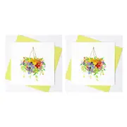 2x Boyle Handmade Paper 15cm Quilled Greeting Card w/Envelope Hang Flower Basket