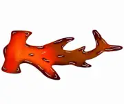 Hammer Head Shark Silhouette Metal Sign Infused With Real Copper Finish. 24x10