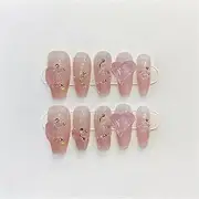 Hand-Pressed Nails With Glue Gradient Design Full Coverage Fake Manicure Wearable Nails