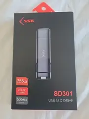 SSK 256GB External SSD USB Drive, 2-in-1 Dual Drive USB Type C and USB A 550MB/s