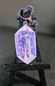 Krystal Starfox Adventures Holographic Keychain Double Sided Handmade Furry Art