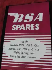 BSA SPARE PARTS BOOK catalogue BSA C10L C11G C12 1954-57 rigid spring swing arm