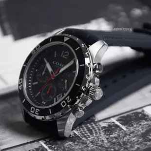 COACH | 經典KENT系列 帥氣三眼計時腕錶/手錶/男錶 - 矽膠錶帶x黑面 -14602565