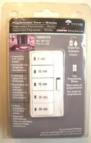 Programmable Timer Minutes 5 Button Switch 1800W Cooper - White