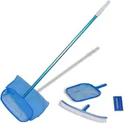 Pool Cleaning Set Brush 2 Leaf Skimmers 1 Telescopic Pole