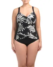 NEW Trimshaper by MIRACLESUIT One Piece SWIMSUIT 16 46 Tummy Control Black White