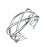 925 Sterling Silver Bracelet Plated Cuff Bangle Bracelet Fashionable Multi-la...