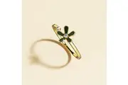 Adjustable Petalia Olive Green Ring Featured SWAROVSKI Crystals in Gold