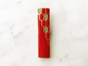 Vintage Red Enamel & Crystal Brooch