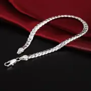 Silver Real Solid 925 Chain or Bracelet Fine Men Women Figaro Sterling Silver