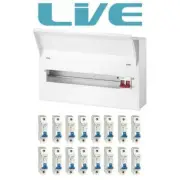 Live Electrical 100A 16 Usable Way Metal Clad Consumer Unit + 16 MCB's