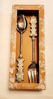 Mackenzie Childs Snowfall Salad Serving Set (Spoon / Fork) BNIB RETIRED!!
