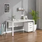 Computer Desk Mobile Pedestal Filing Cabinet Set Office Home Workstation White