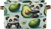 Cute Panda and Avocado Fabric Storage Organizer, Collapsible Rectangle Organizing Bins Soft