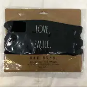 Rae Dunn Black Face Mask Reusable Love & Smile