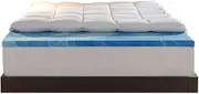 Sleep Innovations 4-inch Dual Layer Mattress Topper - Gel Memory Foam and Plush Fiberfill with Quilted Cover, Made in The USA - Queen Size