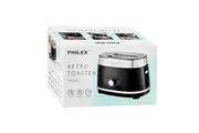 Philex 2-Slice 240V Retro Electric Compact Bread Toaster 815W 30x19cm Black