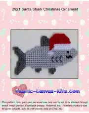 Santa Shark Christmas Ornament- Plastic Canvas Pattern or Kit