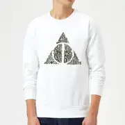 Harry Potter Deathly Hallows Text Sweatshirt - White