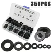 Black Nylon Flat Washer Set with 350pcs for M2 M8 Metric Screws and Bolts