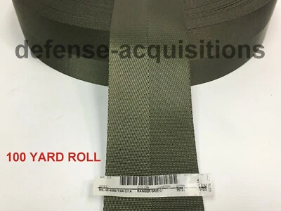 100 YARD ROLL- 3 Inch MilSpec Military Webbing MIL-W-4088 T/8A C/1A RANGER GREEN
