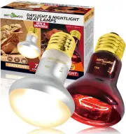 REPTIZOO 75W Reptile Heat Lamp Bulb, 2PCS Day & Night Basking Spot Light Combo P