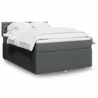 Box Spring Bed Queen Light Grey Mattress Fabric Pocket Springs LED Lights 0272
