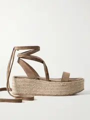 [Gianvito Rossi] Gianvito Rossi - 40 Suede And Raffia Platform Espadrilles - Brown - IT39 IT 39 Brown