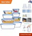 8 Pieces Glass Blue Food Storage Container | Kitchen Container