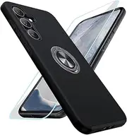 [HAONANDE] Kickstand Case for Samsung Galaxy A35,Military Shockproof Bumper Tough Armour Protective Phone Cover with 360° Rotate Magnetic Ring Stand,1*Screen Protector,Black