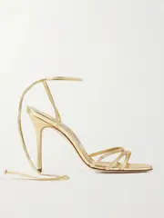 [Manolo Blahnik] Manolo Blahnik - Leva 105 Metallic Leather Sandals - Gold - IT40 IT 40 Gold