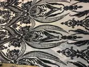 Victorian Egg/Tulip, Black on nude Big Print, Sequin, 4-way Stretch, Fabric 55"