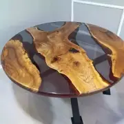 24" Handcrafted Epoxy Resin Coffee Tabletop Custom Made Wooden Centerpiece Decor