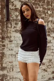Black Off Shoulder Top Long Sleeve - Size 16XL, Women's Top