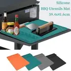Silicone Griddle Tools Mat with Oil Bottle Holder for BBQ Organization
