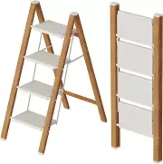 4 Step Lightweight Aluminum Folding Ladder, Portable Step Stool with Anti-Slip P