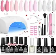 beetles Gel Polish Gel Polish with Led Light Nail Lamp 6 Colors Manicure Kits with Base Top Coat Snow White Soft Pink Art Salon Diy Home Gel Nail Polish Set for Girls Women beetles Gel Polish Vday