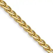 14K Yellow Gold 16 Inch 1.9mm Flat Wheat With Lobster Clasp Chain