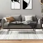 Stylish Coffee Table Adjustable Legs Side Desk Accent Tables Steel Frame Black